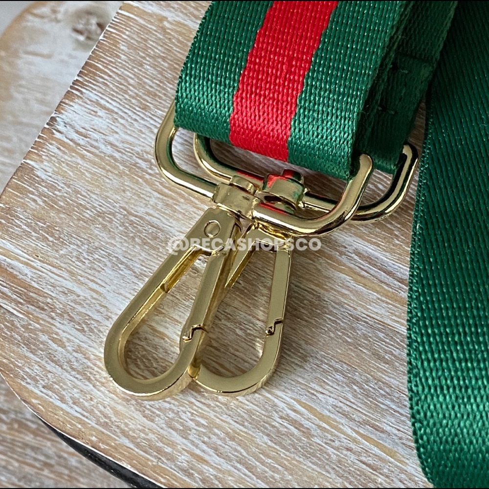 Red & Green Web Canvas Handbag Strap Replacement Guitar Strap - Picture 4 of 7